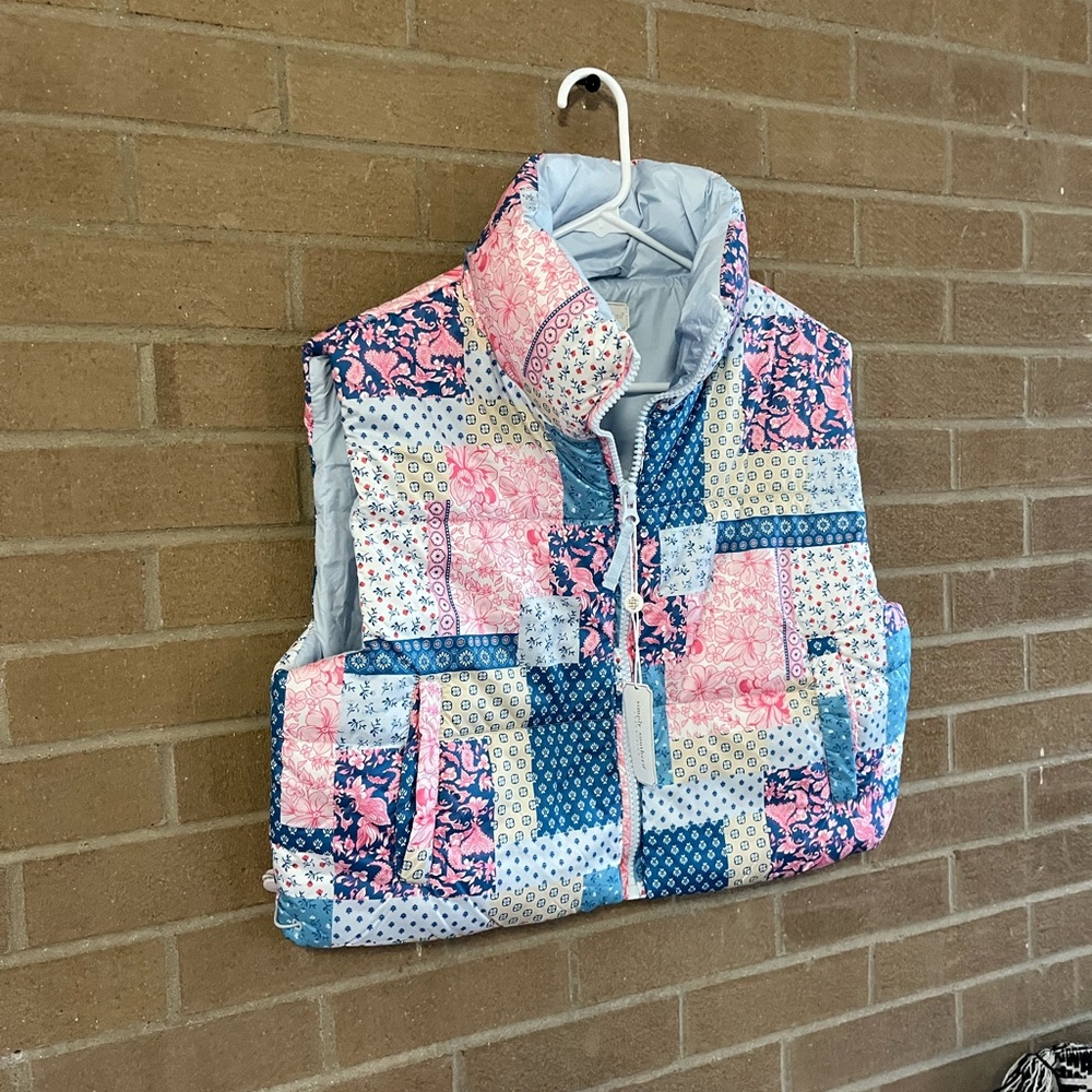 Simply Southern Patchwork Vest - Blue, Pink, White - Picture 3 of 5